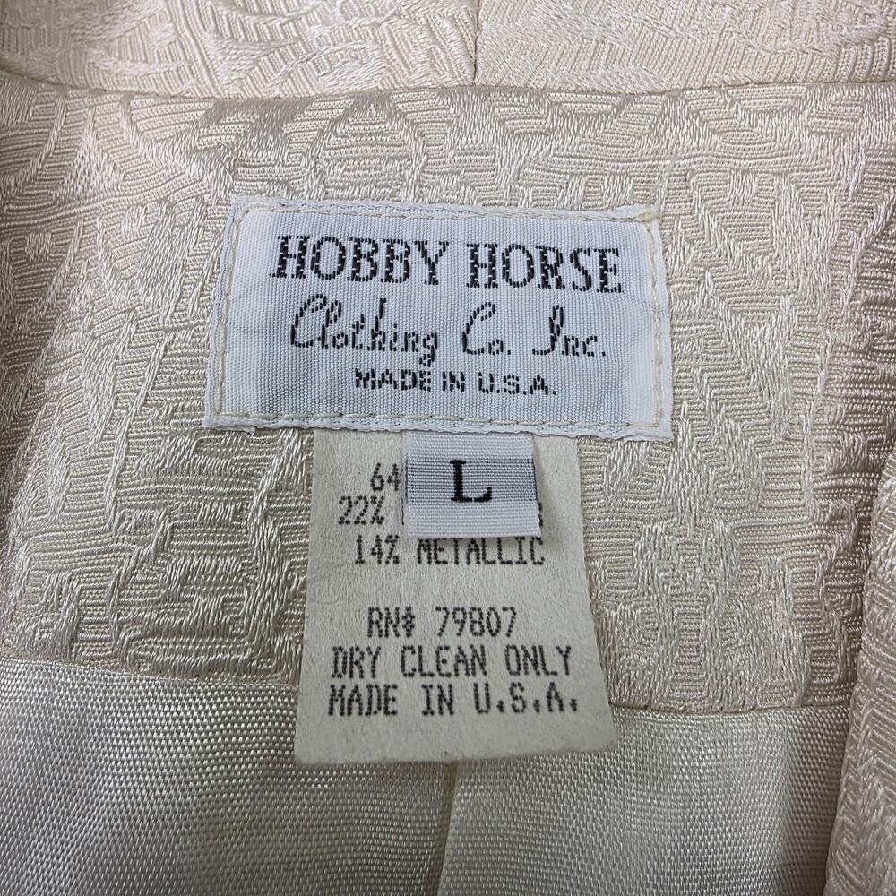 Vintage Hobby Horse Blazer Womens Large Cream Brocade Beaded Metallic Made USA - Picture 2 of 16